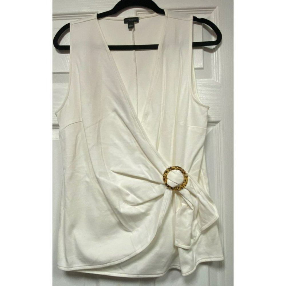 Ann Taylor Ivory Wrap Tank with Buckle